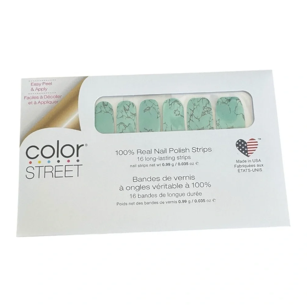 Color Street MOJAVE TURQUOISE Sky Blue Stone Design Nail Strips Set - Picture 6 of 8